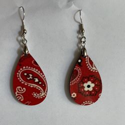 Custom Made Red Bandanna Earrings Also Available In Different Colors and can Make custom keychains
