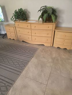 Light Wood Dresser and Nightstand Set