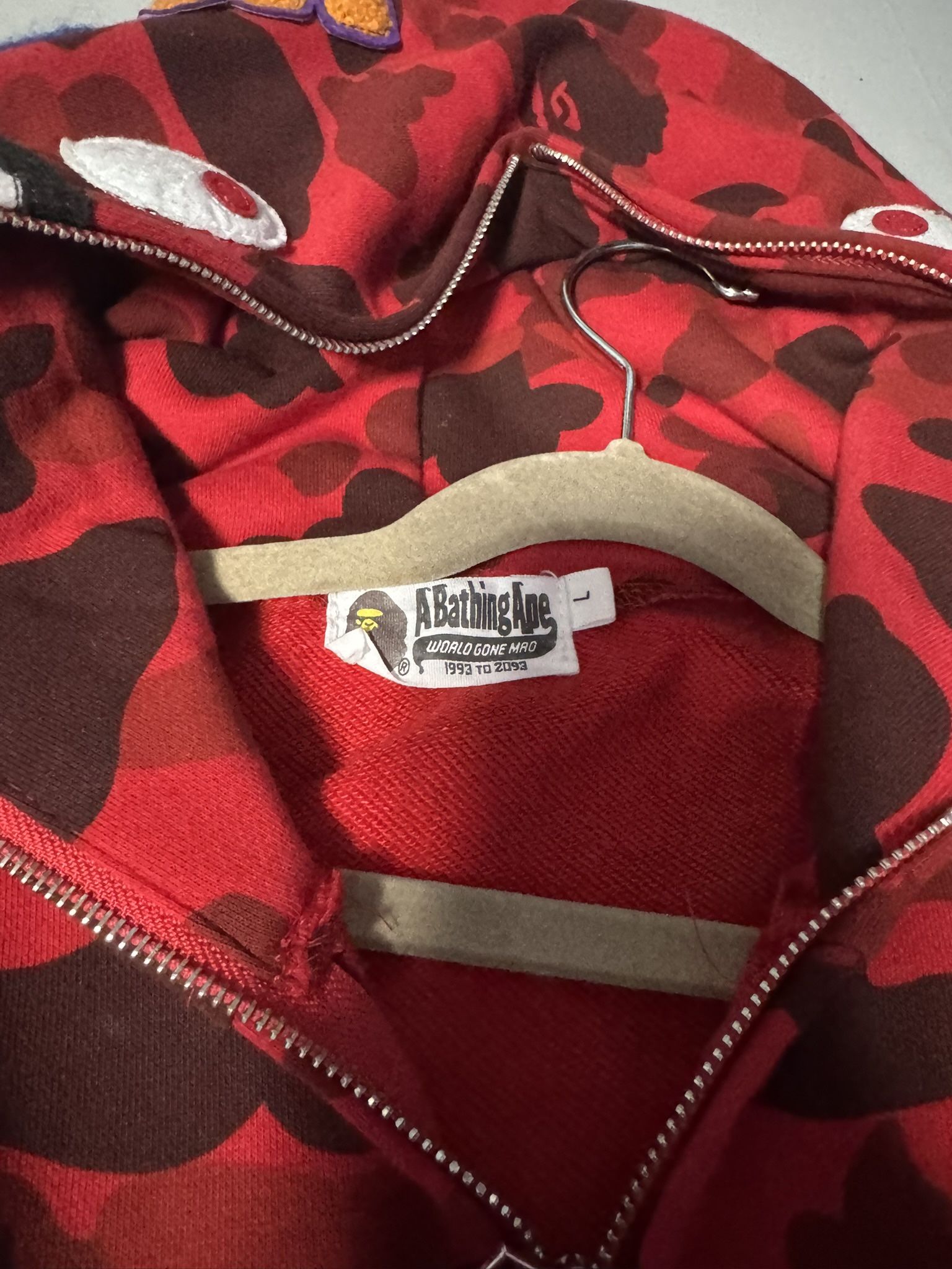 Red bape zip up men’s size L