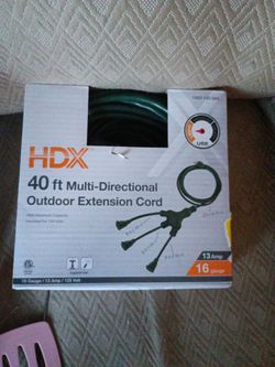 HDX 40ft multi directional extension cord, new
