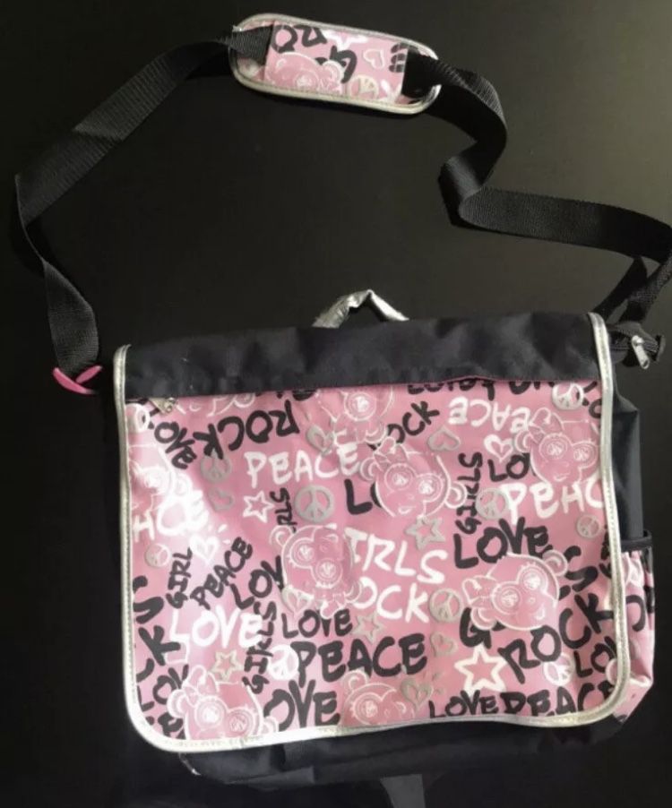 Justice Pink Peace Rock Love Girls Monkey Messenger Bag