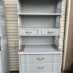 Wooden Antique Small Dresser With Hutch 