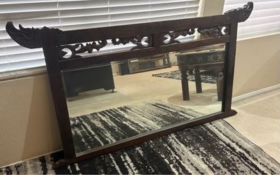6FT HANDMADE SOLID TEAK ASIAN ARCHITECTURAL MIRROR