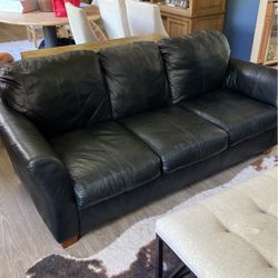 Black Genuine Leather Couches (qty 2)