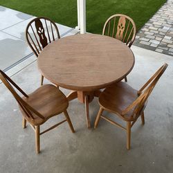 Solid Wood 42” Table W/4 Chairs