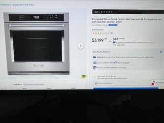 KitchenAid 30 inch electric wall oven with air fry. Stainless steel. New-in box #KOES530PSS