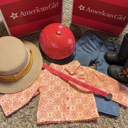 American Girl, Saige's Parade Outfit, Hat And Helmet, Two Sets, Complete, In Boxes