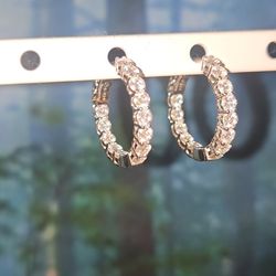 Moissanite Hoop Earrings 925 Silver – Diamond Look Icy 🔥