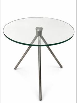 Round Glass Side Table - 19" - Silver Tripod Base
