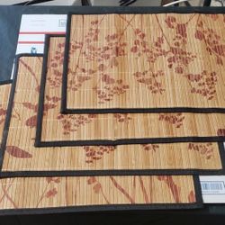 Bamboo Table Placemats Spring Floral Design