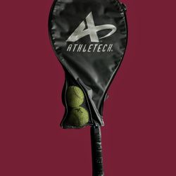 Athletech Tennis Racket with Cover Grey And Black