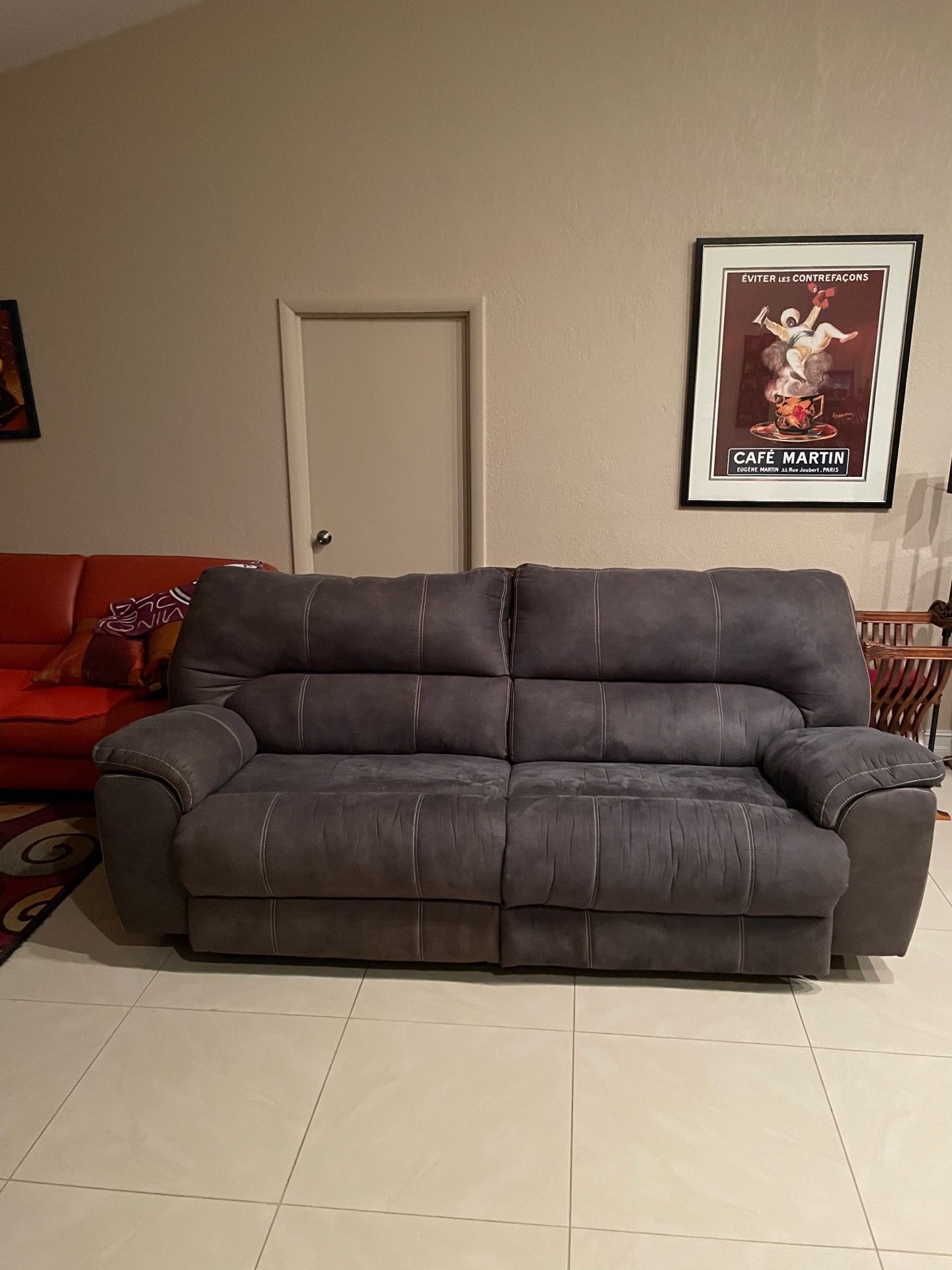 Microfiber recliner sofa