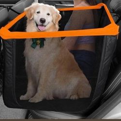 Dog Car Seat for Large Dogs Pet Cat Booster Seat for Small Medium Hard Bottom Back Seat Extender for Dogs with Soft Removable Blanket Waterproof Dog H