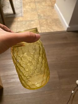 Amber Glass Jar with Diamond Pattern