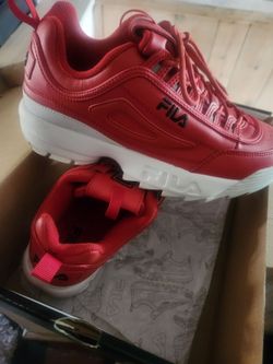 Red filas shoes