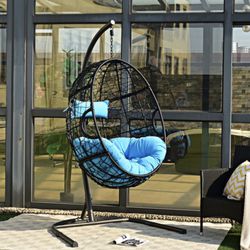 Patio Hanging Hammock Chair With Stand For Deck Poolside Garden  Thumbnail