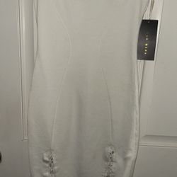 White Lace Up Body Com Strapless Dress