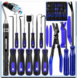 17PCS Pick and Hook Tool Set with Magnetic Pickup Tool, Trim Removal Tools, Clip Removal Plier, Fastener Removers and Gasket Scraper for Automotive, O