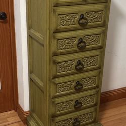Green Antique Cabinet Solid Wood