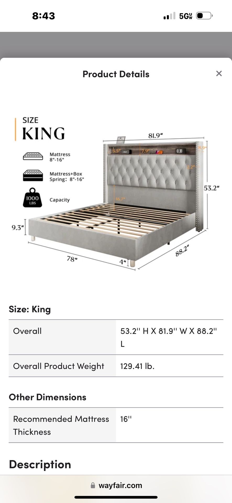 King Wayfair Bed