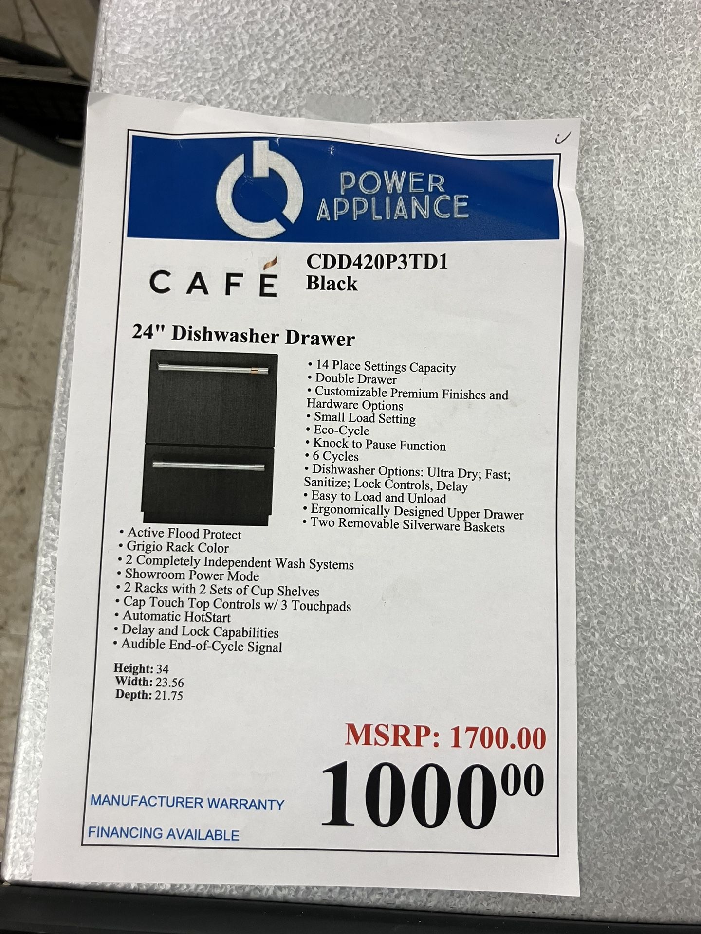 CAFE 24” Dishwasher Drawer