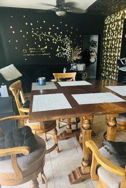 Solid Wood High Dining Table And 6 Chairs 🪑 (HEAVY)