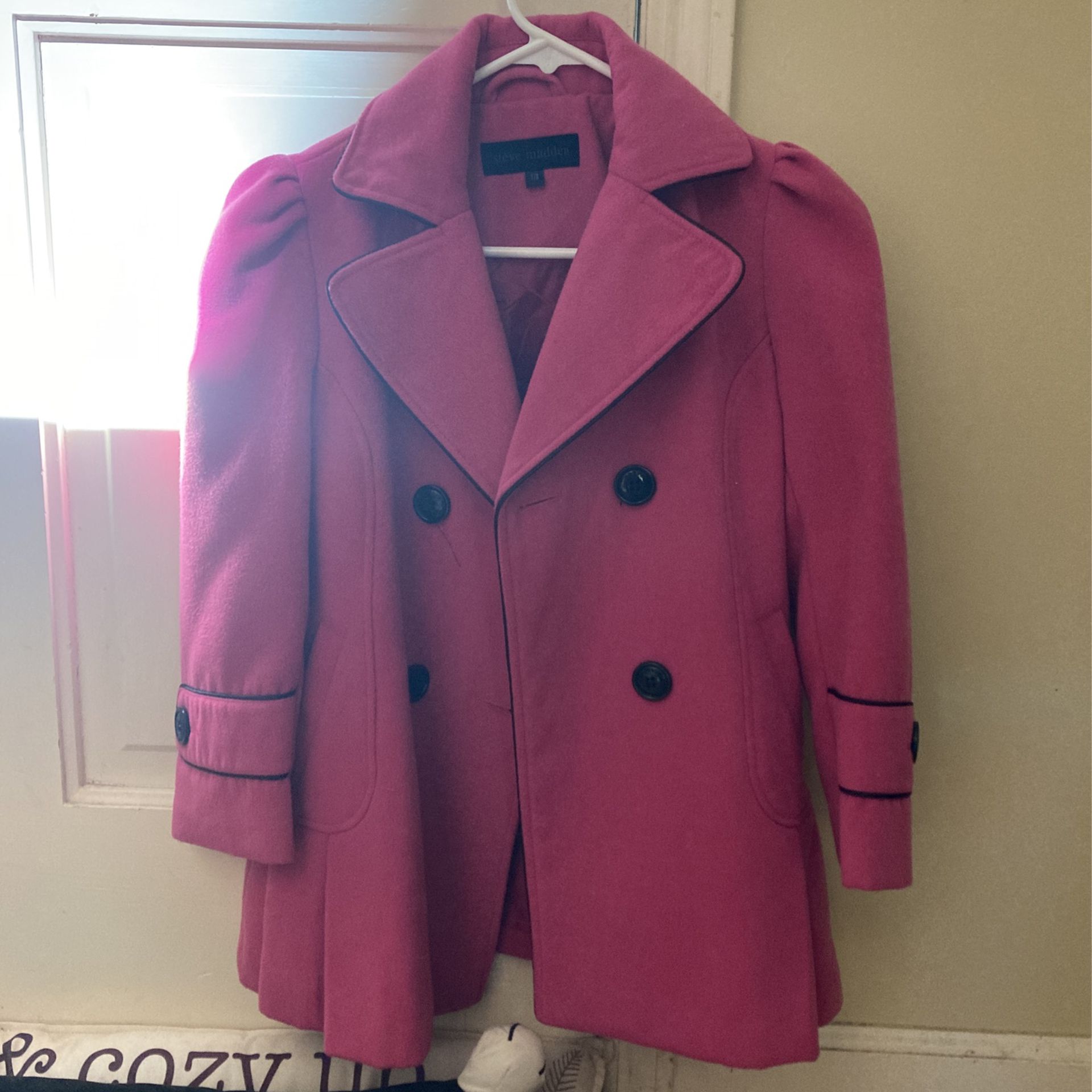 Girls Pink w/Black Trim Steve Madden Coat