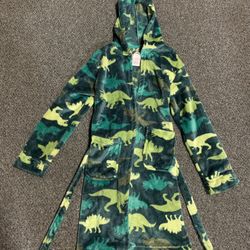 Boys Size 12/14 Fleece Dinosaur Robe - Worn Once Like New