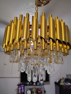 Small Gold Crystals Chandelier