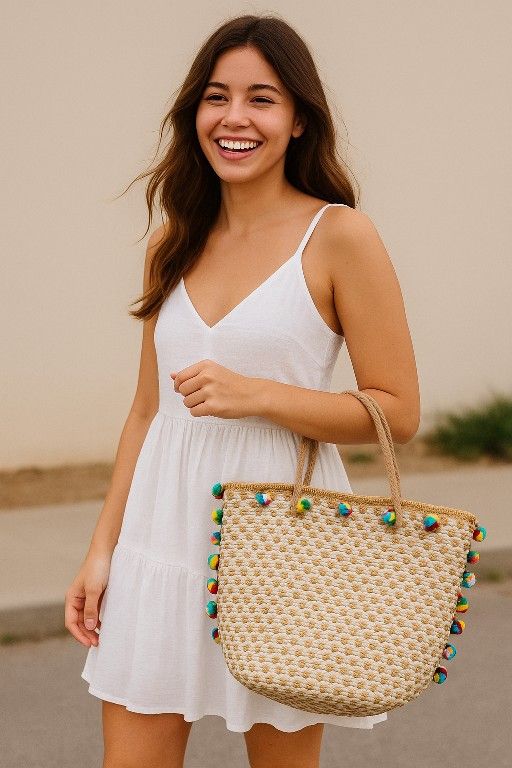 ๐ Cute Woven Tote Bag ๐ Boho Style โข New with Tags!โฅ๏ธโฅ๏ธ