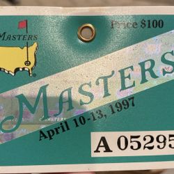 1997 MASTERS GOLF TOURNAMENT BADGE - TIGER WOODS FIRST MASTERS WIN