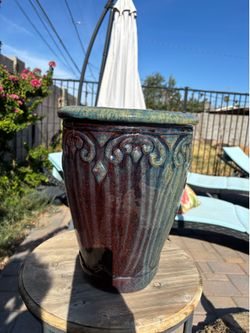 Beautiful multicolored ceramic pot decor