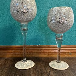 Mosaic Glass Candle Holders 