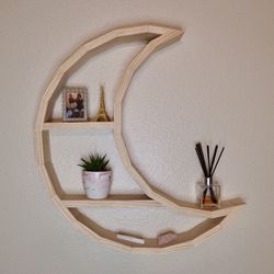 MTO Handmade Wood Moon Shelf