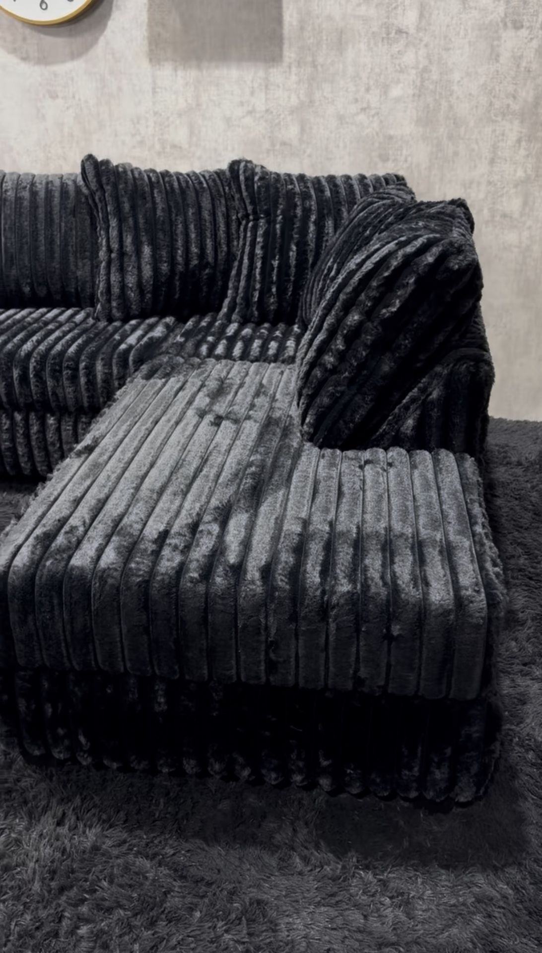 Black Fluffy Sectional Couch Need Gone Asap! $50DOWN