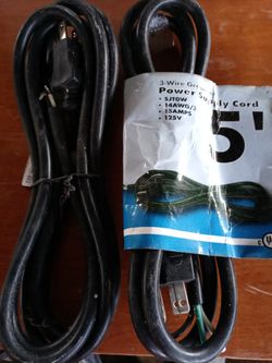Black 5 Ft Power Supply Cords $10 Each Or Two For $15 And The Gray 5 Ft Power Supply Cords Also $10 Each Or Two For $15