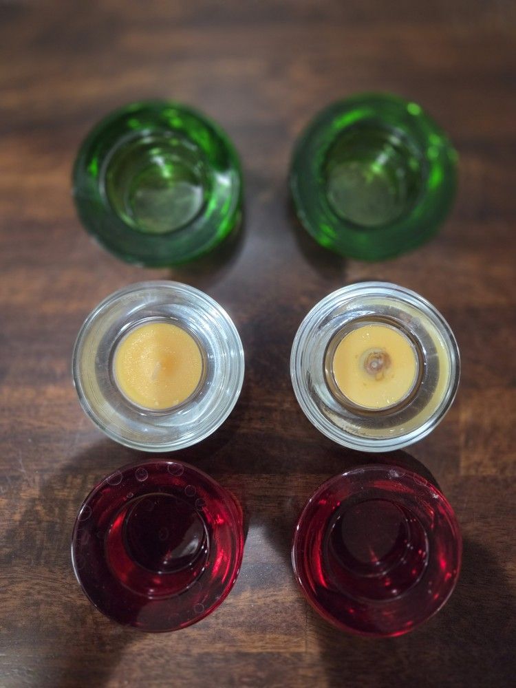 Tealite Cups, Green, Clear Glass 3x1 1/2 $0.50 Ea New Gift Able