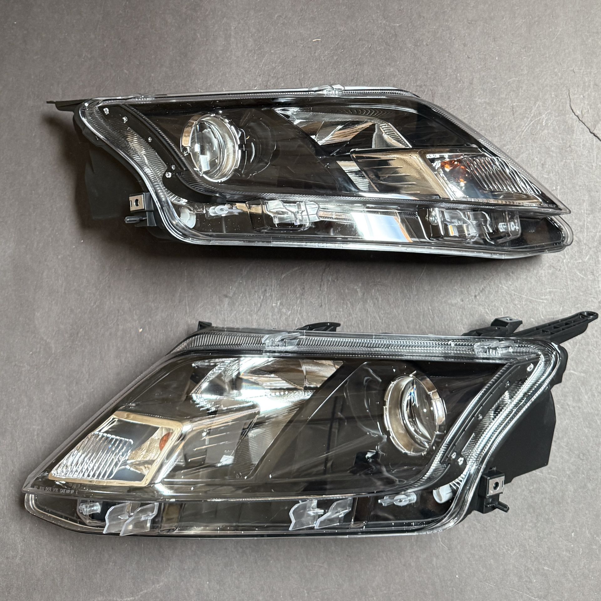 Pair 2010-2012 Ford Fusion Black Headlights Headlamps Left Right Side