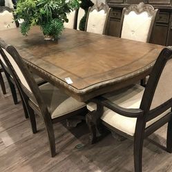 Kiera Gray Formal Dining Set7-Piece (Table+6 Side Chairs)