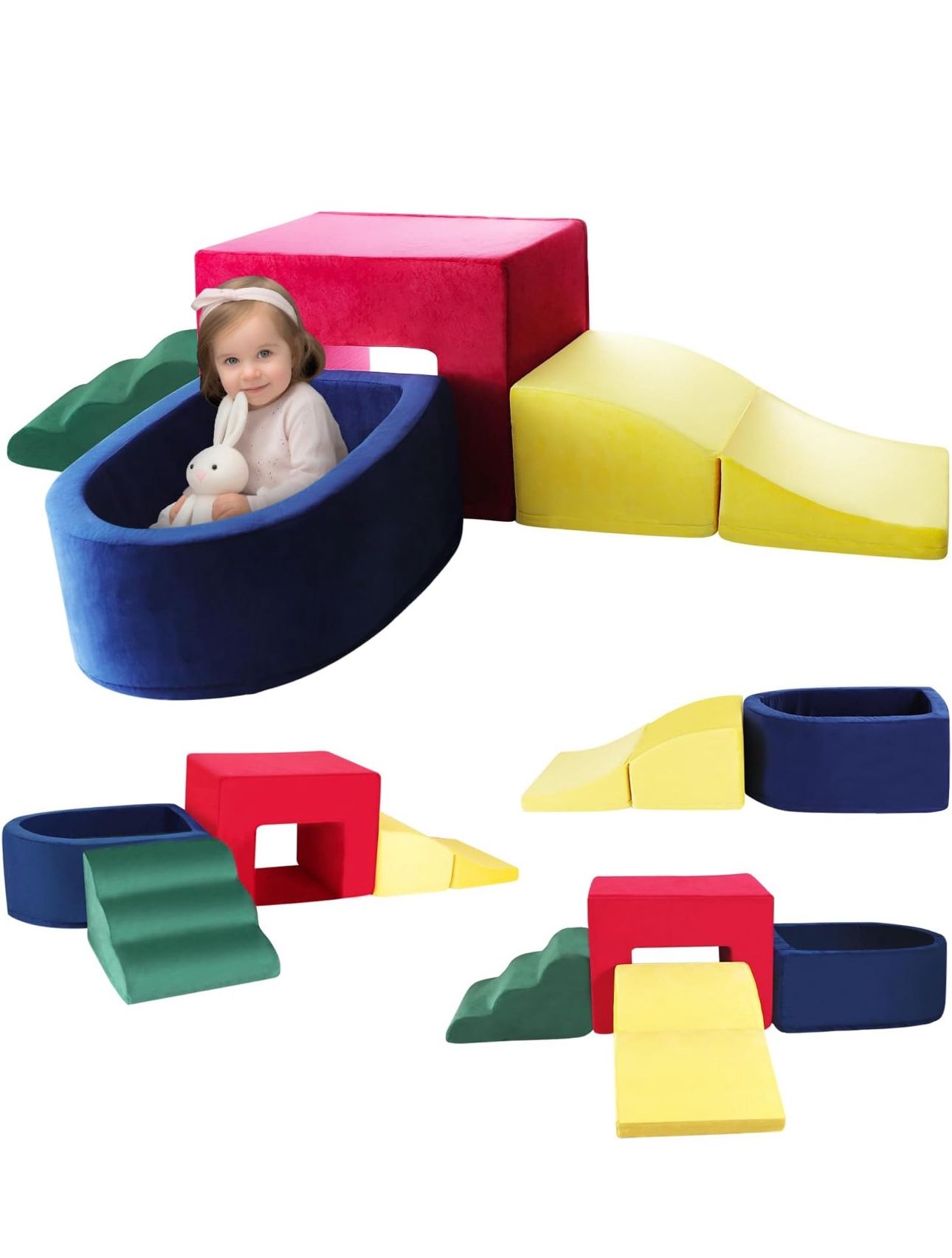 BRANE NEW 4 Piece Velvet Installation-Free Toddler Climbing Toys for Indoor Use