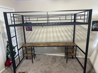 Metal Twin Bed with desk