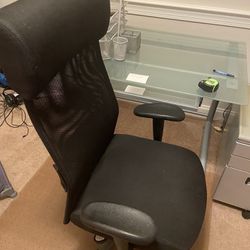 Office Desk,chair,floor Mat,file Cabinet, 4 Different Pieces For Top Of Desk