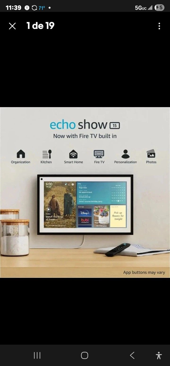 Amazon Echo & Alexa Store
Amazon Echo Show 15 Full HD 15.6" kitchen hub for home organization, with built-in Fire TV and Alexa