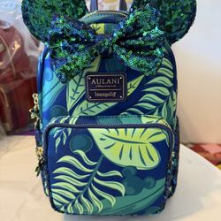 Green Sequin Aulani Loungefly Mini Backpack 