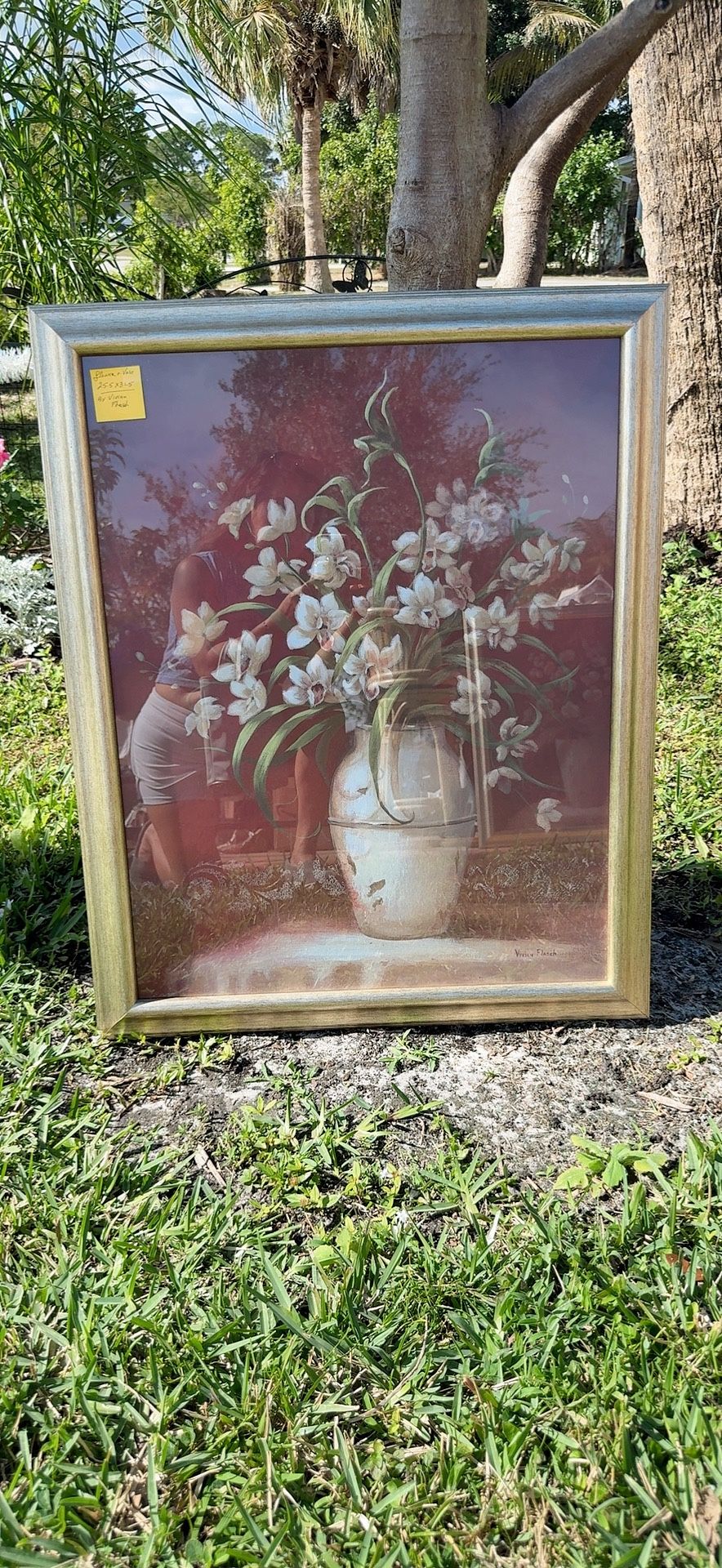 Artwork Orchid Flower Vase By Vivian Flasch 31.5” H x 25.5” W