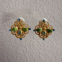 Women’s Vintage green and gold bee shaped Earrings