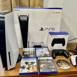 Playstation 5 Disk Edition Bundle With 5 Games And 2 Controllers