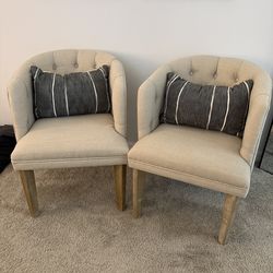 2 X Beige Accent Chairs