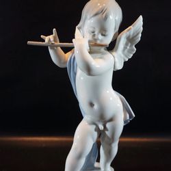 LLADRO ANGEL PLAYING FLUTE PORCELAIN FIGURINE 1233 RETIRED 1987 10" TALL MINT