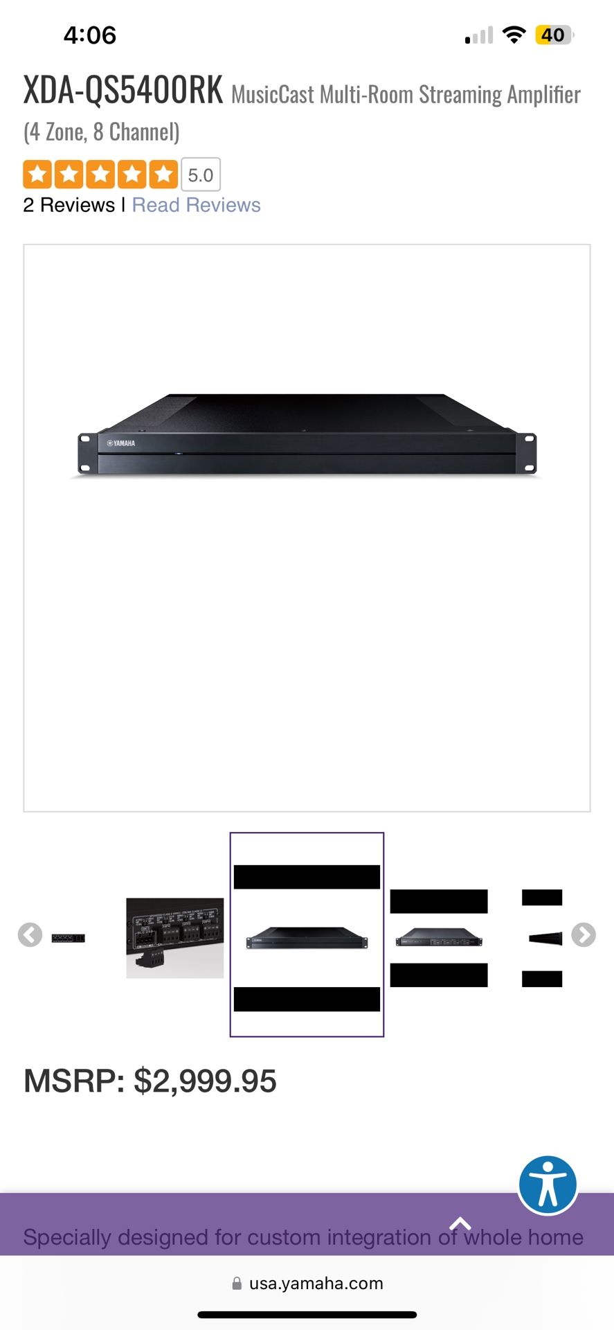 Multi Room Streaming Amplifier Yamaha XDA-QS5400